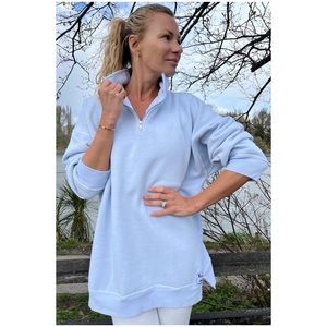 Sloppy Joe Powder Blue Diana Zip Neck Sweatshirt